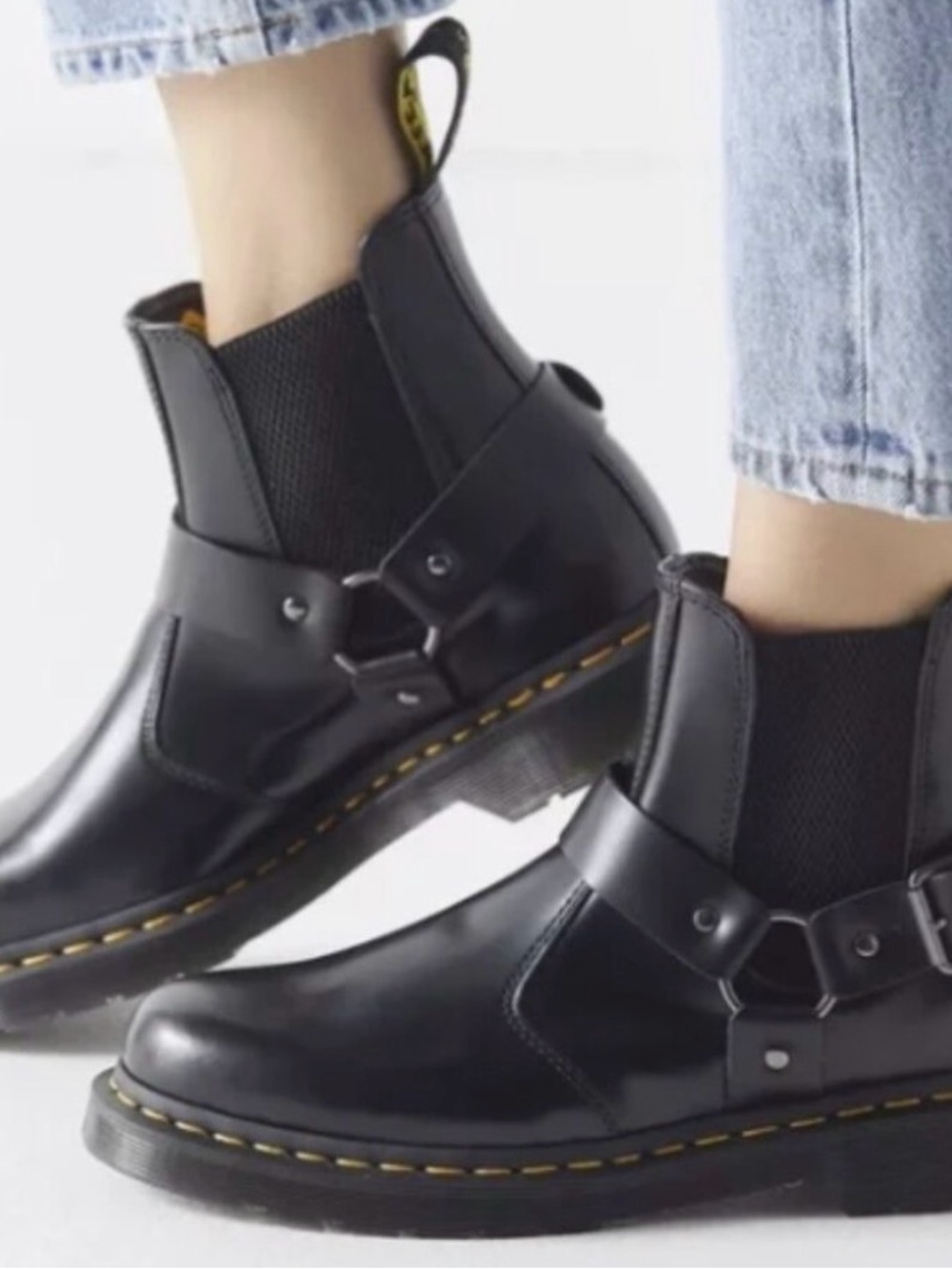Dr. Martens Black Leather Chelsea Harness Ankle Boots